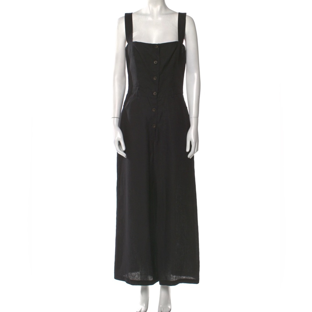 Reformation square neckline linen jumpsuit
